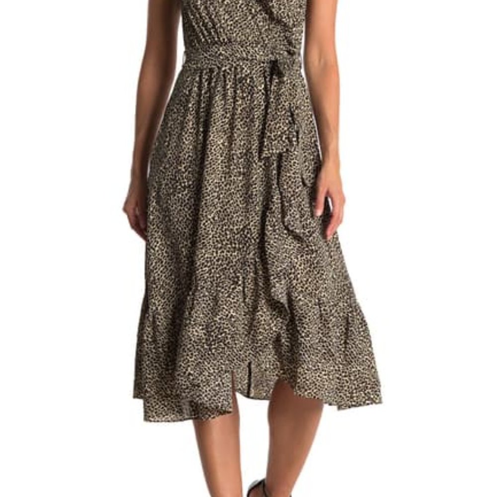 New London Times Ruffle Leopard Print Dress - Picture 5 of 5
